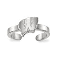 Sterling Silver Rhodium-plated LogoArt University of Wisconsin Letter W Toe Ring