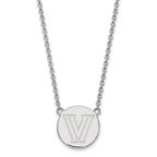 Sterling Silver Rhodium-plated LogoArt Villanova University Letter V Large Disc 18 inch Necklace