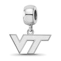Sterling Silver Rhodium-plated LogoArt Virginia Tech V-T Extra Small Dangle Bead Charm