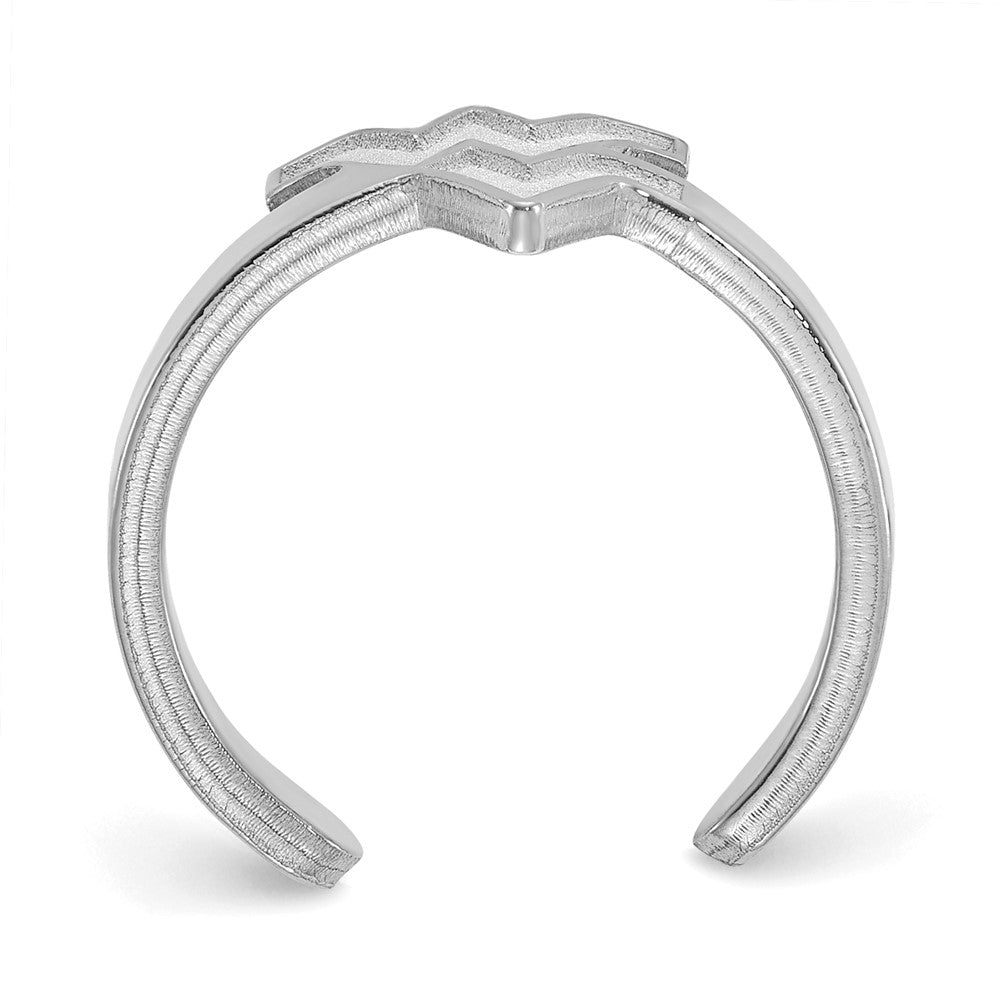 Sterling Silver Rhodium-plated LogoArt West Virginia University W-V Toe Ring