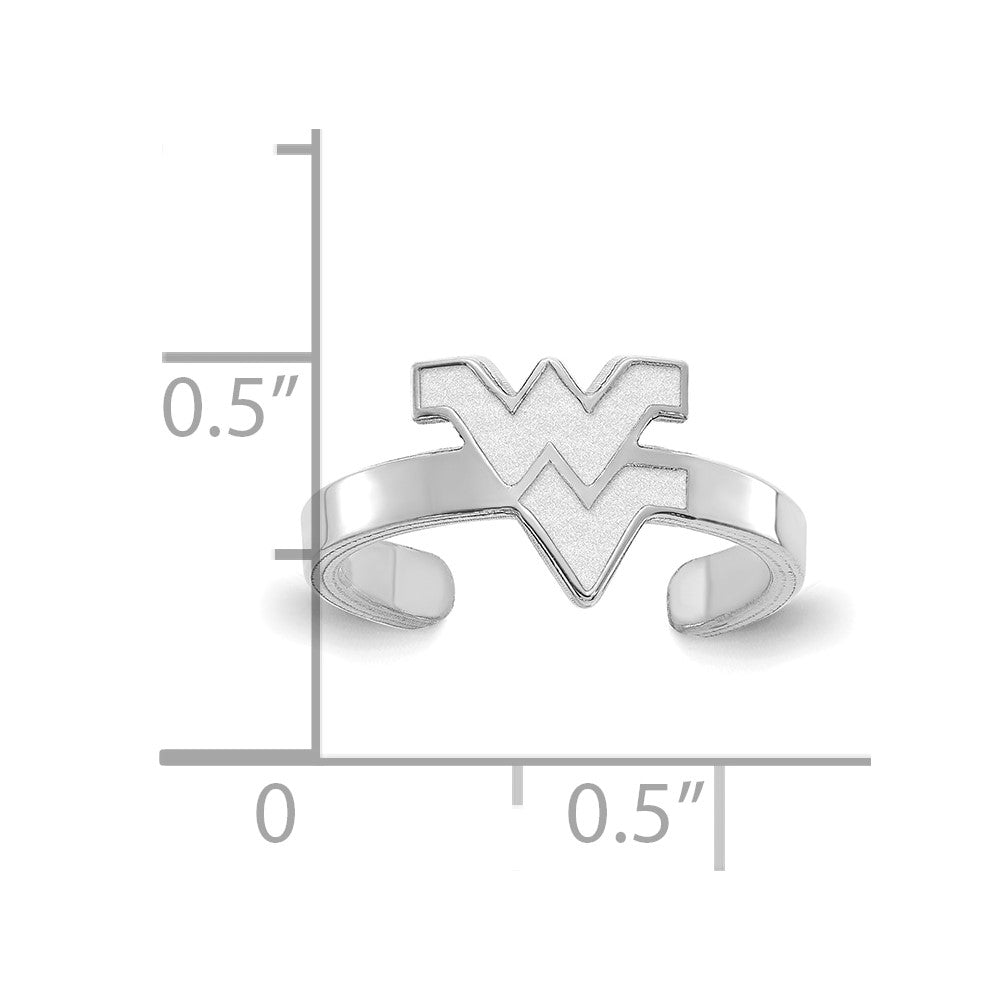 Sterling Silver Rhodium-plated LogoArt West Virginia University W-V Toe Ring