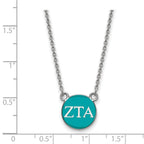 Sterling Silver Rhodium-plated LogoArt Zeta Tau Alpha Sorority Greek Letters Small Color Enamel Pendant 18 inch Necklace