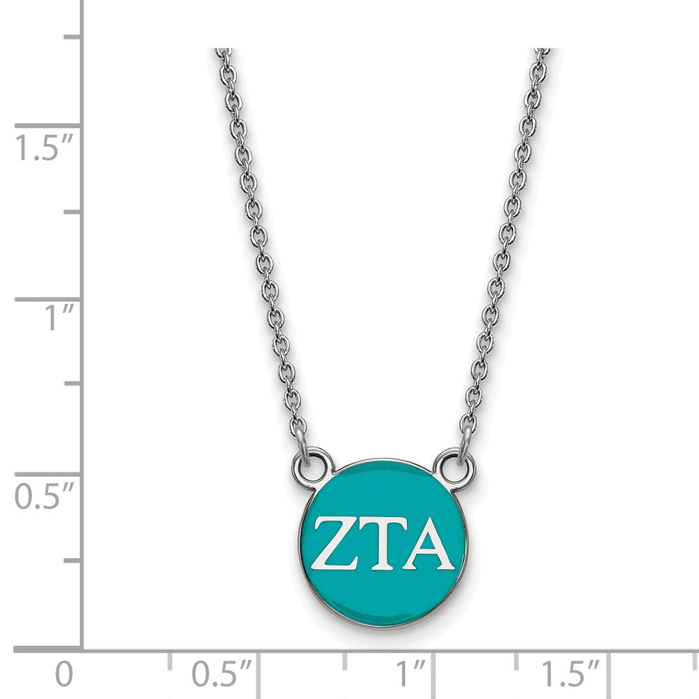 Sterling Silver Rhodium-plated LogoArt Zeta Tau Alpha Sorority Greek Letters Small Color Enamel Pendant 18 inch Necklace