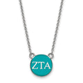 Sterling Silver Rhodium-plated LogoArt Zeta Tau Alpha Sorority Greek Letters Small Color Enamel Pendant 18 inch Necklace