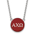 Sterling Silver Rhodium-plated LogoArt Alpha Chi Omega Sorority Greek Letters Large Color Enamel Pendant 18 inch Necklace