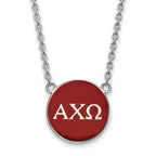 Sterling Silver Rhodium-plated LogoArt Alpha Chi Omega Sorority Greek Letters Large Color Enamel Pendant 18 inch Necklace