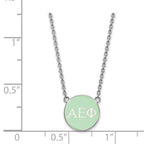 Sterling Silver Rhodium-plated LogoArt Alpha Epsilon Phi Sorority Greek Letters Small Color Enamel Pendant 18 inch Necklace