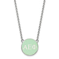 Sterling Silver Rhodium-plated LogoArt Alpha Epsilon Phi Sorority Greek Letters Small Color Enamel Pendant 18 inch Necklace