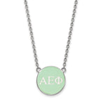 Sterling Silver Rhodium-plated LogoArt Alpha Epsilon Phi Sorority Greek Letters Small Color Enamel Pendant 18 inch Necklace