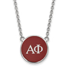 Sterling Silver Rhodium-plated LogoArt Alpha Phi Sorority Greek Letters Large Color Enamel Pendant 18 inch Necklace