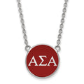 Sterling Silver Rhodium-plated LogoArt Alpha Sigma Alpha Sorority Greek Letters Large Color Enamel Pendant 18 inch Necklace