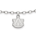 Sterling Silver Rhodium-plated LogoArt Auburn University 9 inch Anklet