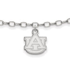Sterling Silver Rhodium-plated LogoArt Auburn University 9 inch Anklet