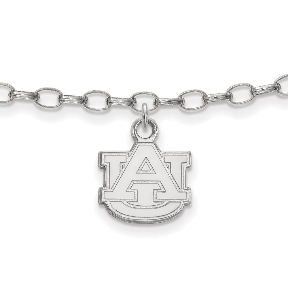 Sterling Silver Rhodium-plated LogoArt Auburn University 9 inch Anklet