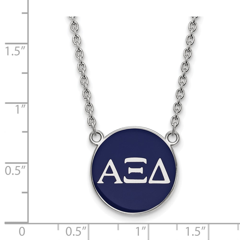 Sterling Silver Rhodium-plated LogoArt Alpha Xi Delta Sorority Greek Letters Large Color Enamel Pendant 18 inch Necklace