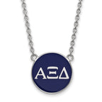 Sterling Silver Rhodium-plated LogoArt Alpha Xi Delta Sorority Greek Letters Large Color Enamel Pendant 18 inch Necklace
