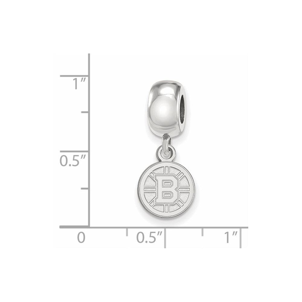 Sterling Silver Rhodium-plated NHL LogoArt Boston Bruins Dangle Bead