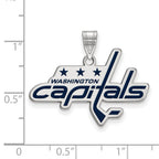 Sterling Silver Rhodium-plated NHL LogoArt Washington Capitals Large Enameled Pendant