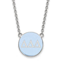 Sterling Silver Rhodium-plated LogoArt Delta Delta Delta Sorority Greek Letters Large Color Enamel Pendant 18 inch Necklace