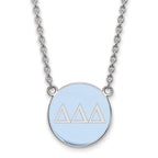 Sterling Silver Rhodium-plated LogoArt Delta Delta Delta Sorority Greek Letters Large Color Enamel Pendant 18 inch Necklace