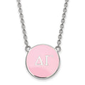 Sterling Silver Rhodium-plated LogoArt Delta Gamma Sorority Greek Letters Large Color Enamel Pendant 18 inch Necklace