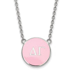 Sterling Silver Rhodium-plated LogoArt Delta Gamma Sorority Greek Letters Large Color Enamel Pendant 18 inch Necklace