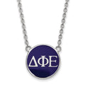 Sterling Silver Rhodium-plated LogoArt Delta Phi Epsilon Sorority Greek Letters Large Color Enamel Pendant 18 inch Necklace