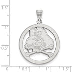 Sterling Silver Rhodium-plated LogoArt East Carolina University Pirate Large Circle Pendant