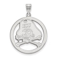 Sterling Silver Rhodium-plated LogoArt East Carolina University Pirate Large Circle Pendant