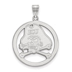 Sterling Silver Rhodium-plated LogoArt East Carolina University Pirate Large Circle Pendant
