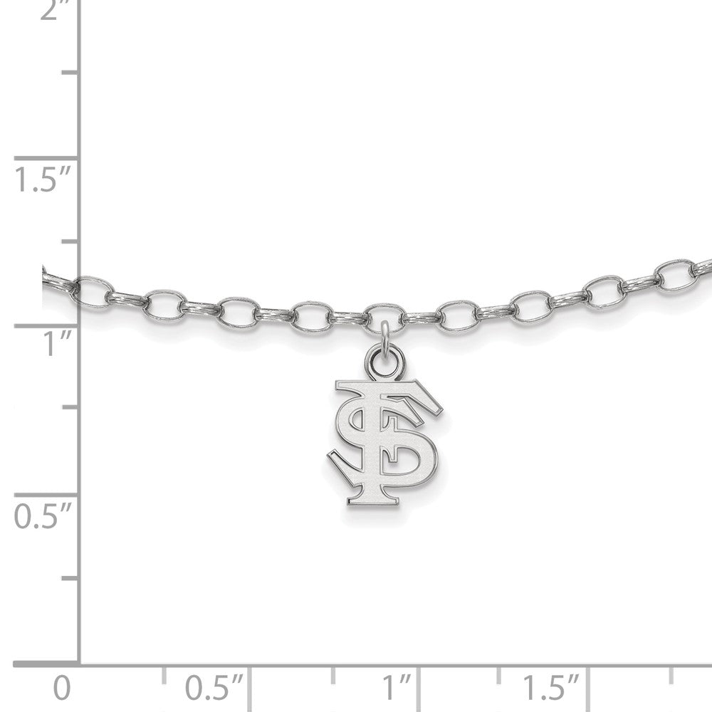 Sterling Silver Rhodium-plated LogoArt Florida State University 9 inch Anklet
