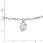 Sterling Silver Rhodium-plated LogoArt Florida State University 9 inch Anklet