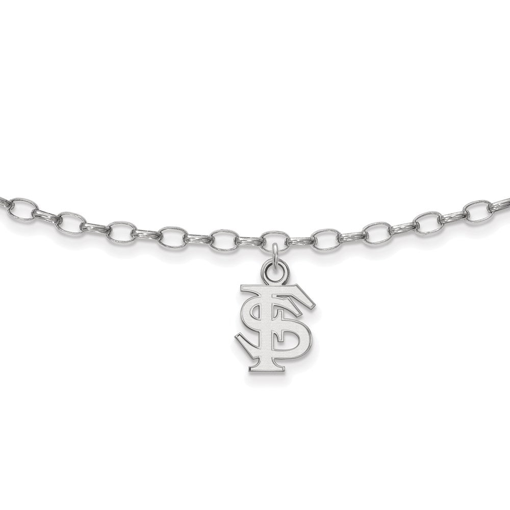 Sterling Silver Rhodium-plated LogoArt Florida State University 9 inch Anklet