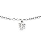 Sterling Silver Rhodium-plated LogoArt Florida State University 9 inch Anklet