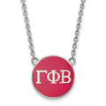 Sterling Silver Rhodium-plated LogoArt Gamma Phi Beta Sorority Greek Letters Large Color Enamel Pendant 18 inch Necklace