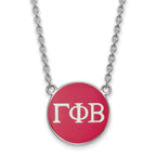 Sterling Silver Rhodium-plated LogoArt Gamma Phi Beta Sorority Greek Letters Large Color Enamel Pendant 18 inch Necklace