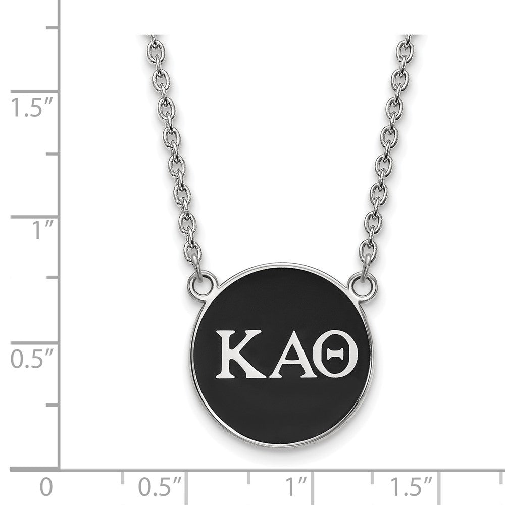 Sterling Silver Rhodium-plated LogoArt Kappa Alpha Theta Sorority Greek Letters Large Color Enamel Pendant 18 inch Necklace
