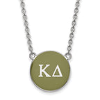 Sterling Silver Rhodium-plated LogoArt Kappa Delta Sorority Greek Letters Large Color Enamel Pendant 18 inch Necklace