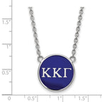 Sterling Silver Rhodium-plated LogoArt Kappa Kappa Gamma Sorority Greek Letters Large Color Enamel Pendant 18 inch Necklace