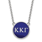 Sterling Silver Rhodium-plated LogoArt Kappa Kappa Gamma Sorority Greek Letters Large Color Enamel Pendant 18 inch Necklace