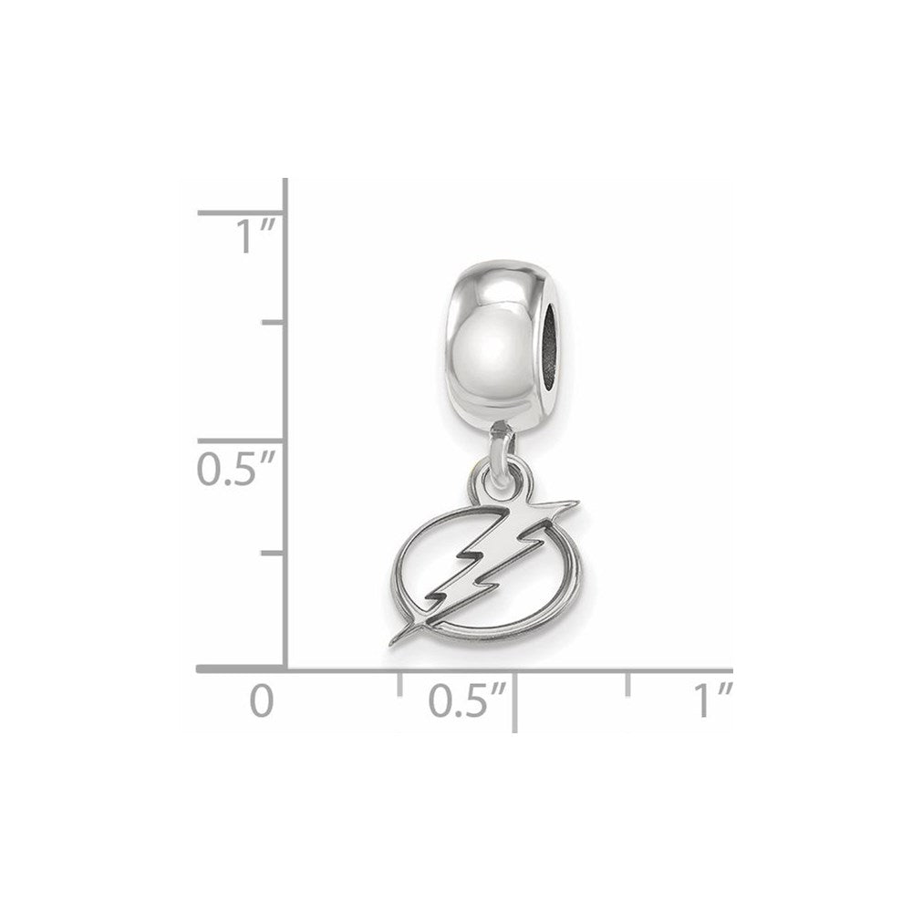 Sterling Silver Rhodium-plated NHL LogoArt Tampa Bay Lightning Extra Small Dangle Bead Charm