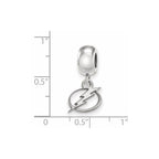 Sterling Silver Rhodium-plated NHL LogoArt Tampa Bay Lightning Extra Small Dangle Bead Charm