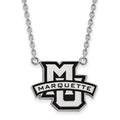 Sterling Silver Rhodium-plated LogoArt Marquette University Large Enameled Pendant 18 inch Necklace