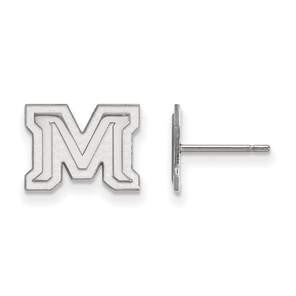 Sterling Silver Rhodium-plated LogoArt Montana State University Letter M Extra Small Post Earrings