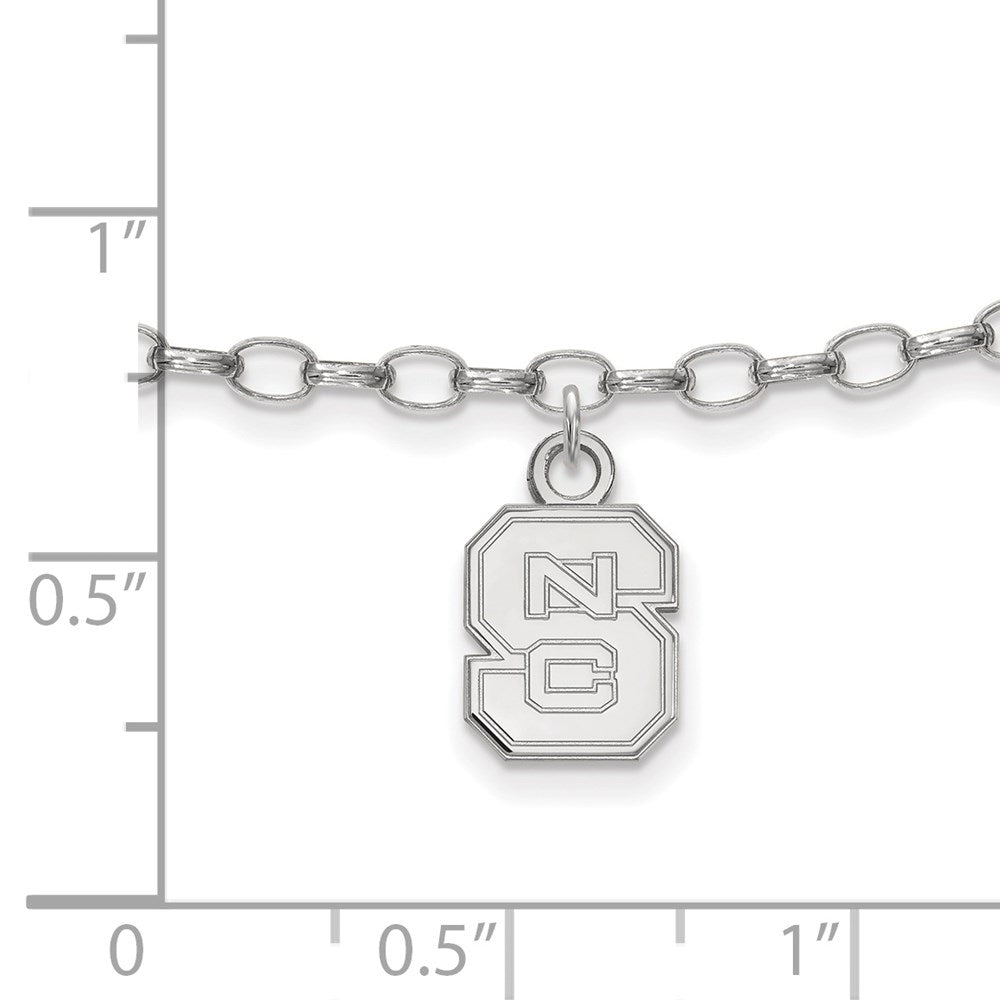 Sterling Silver Rhodium-plated LogoArt North Carolina State University  N-C-S 9-inch Anklet