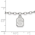 Sterling Silver Rhodium-plated LogoArt North Carolina State University  N-C-S 9-inch Anklet