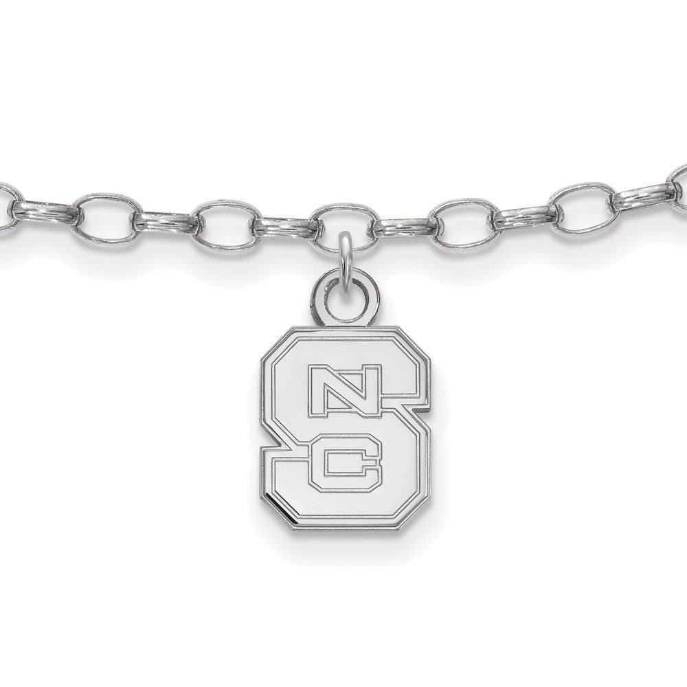 Sterling Silver Rhodium-plated LogoArt North Carolina State University  N-C-S 9-inch Anklet