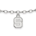 Sterling Silver Rhodium-plated LogoArt North Carolina State University  N-C-S 9-inch Anklet