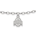 Sterling Silver Rhodium-plated LogoArt The Ohio State University 9 inch Anklet