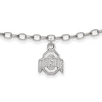 Sterling Silver Rhodium-plated LogoArt The Ohio State University 9 inch Anklet